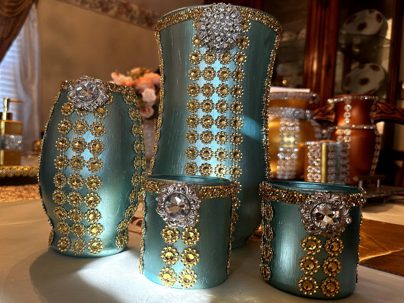 Turquoise Green Vase Set